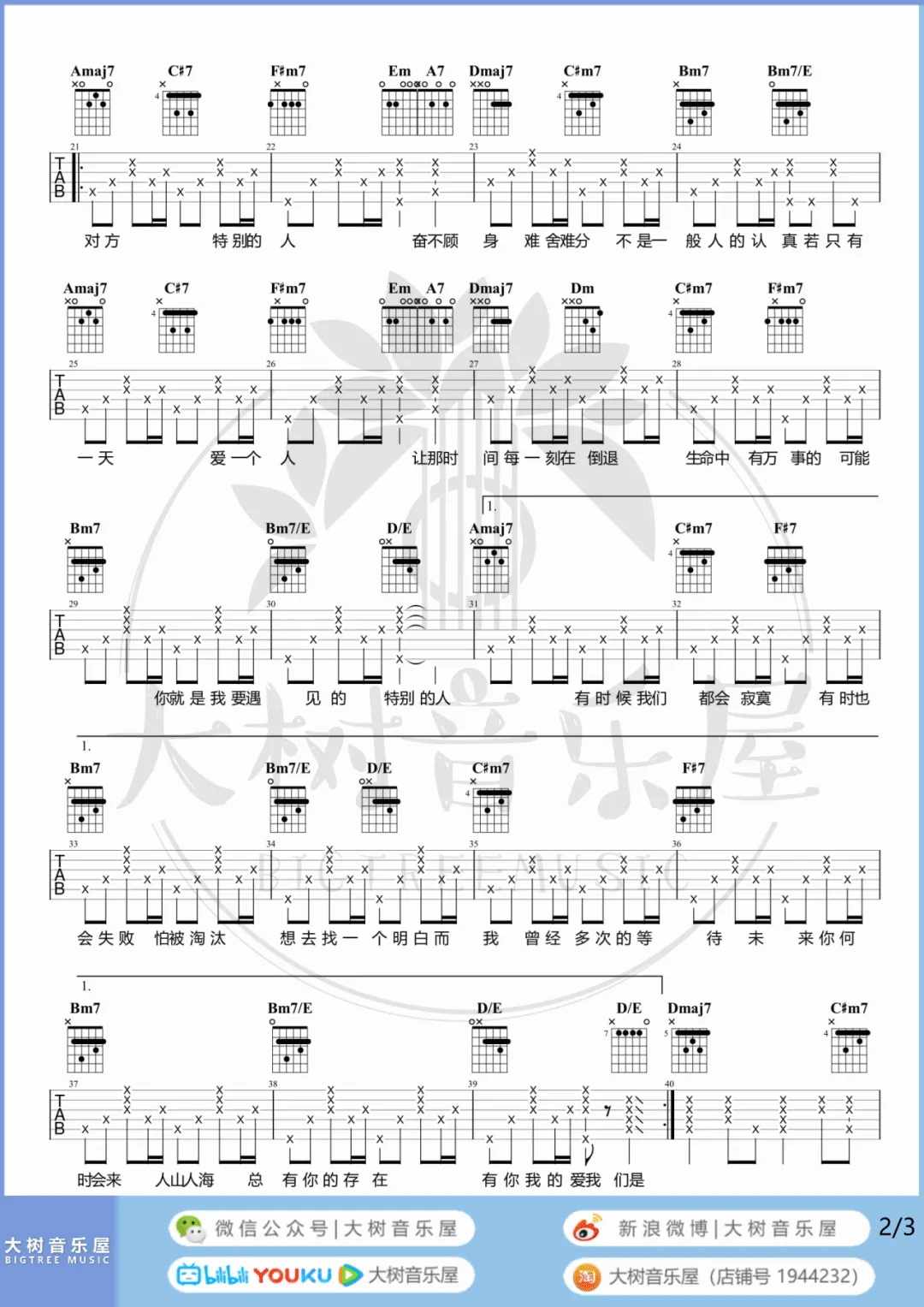 特别的人吉他谱2-方大同