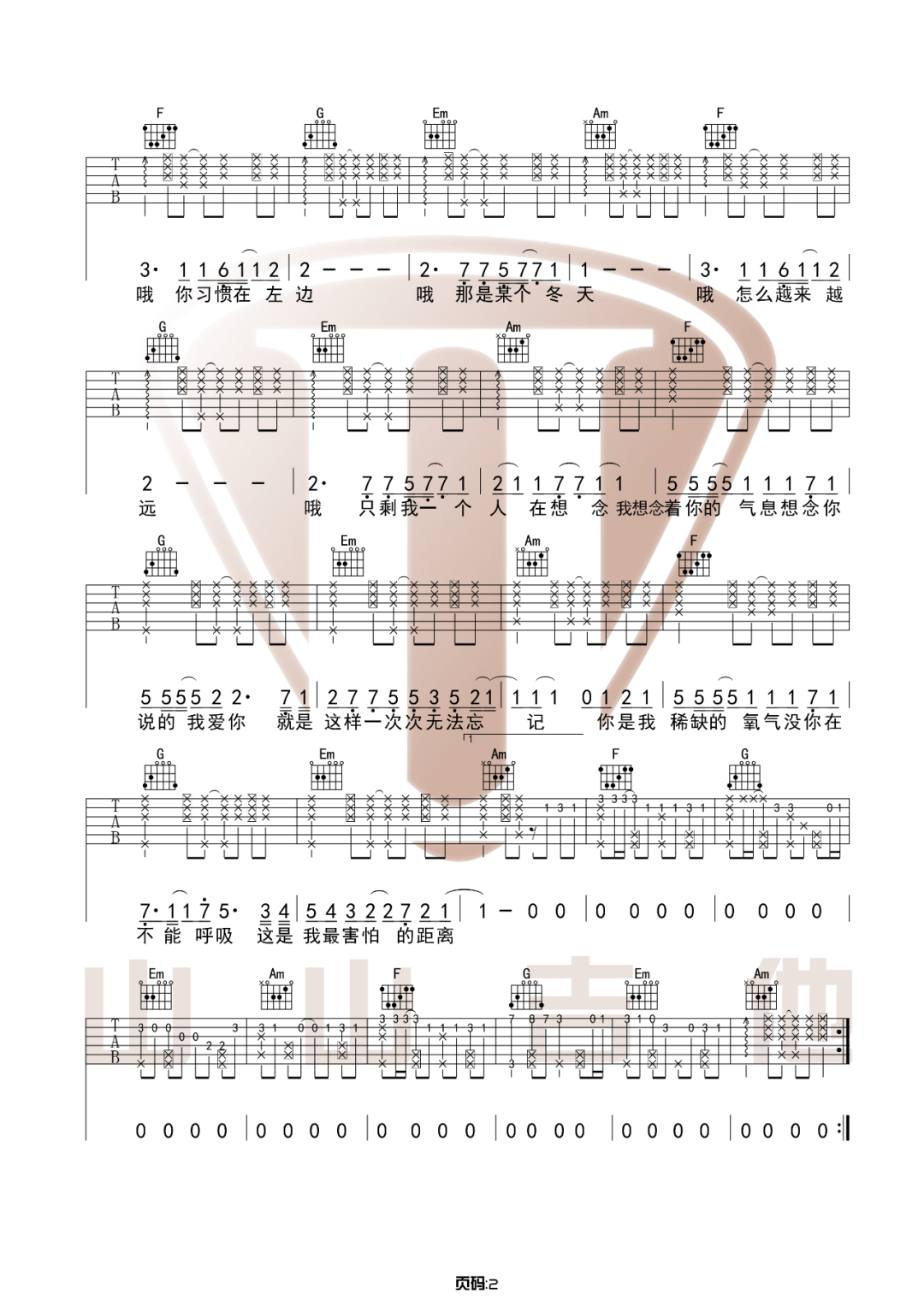 想想念念吉他谱_皮卡丘多多_C调调弦版 弹唱教学视频-图片1