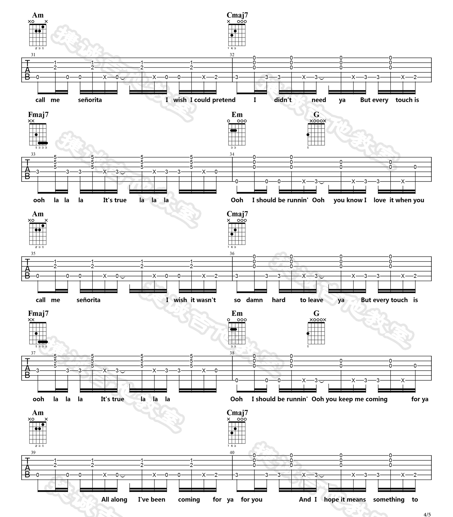 Senorita吉他谱4-Shawn-Mendes