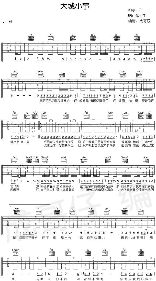 小城大事吉他谱1-杨千嬅