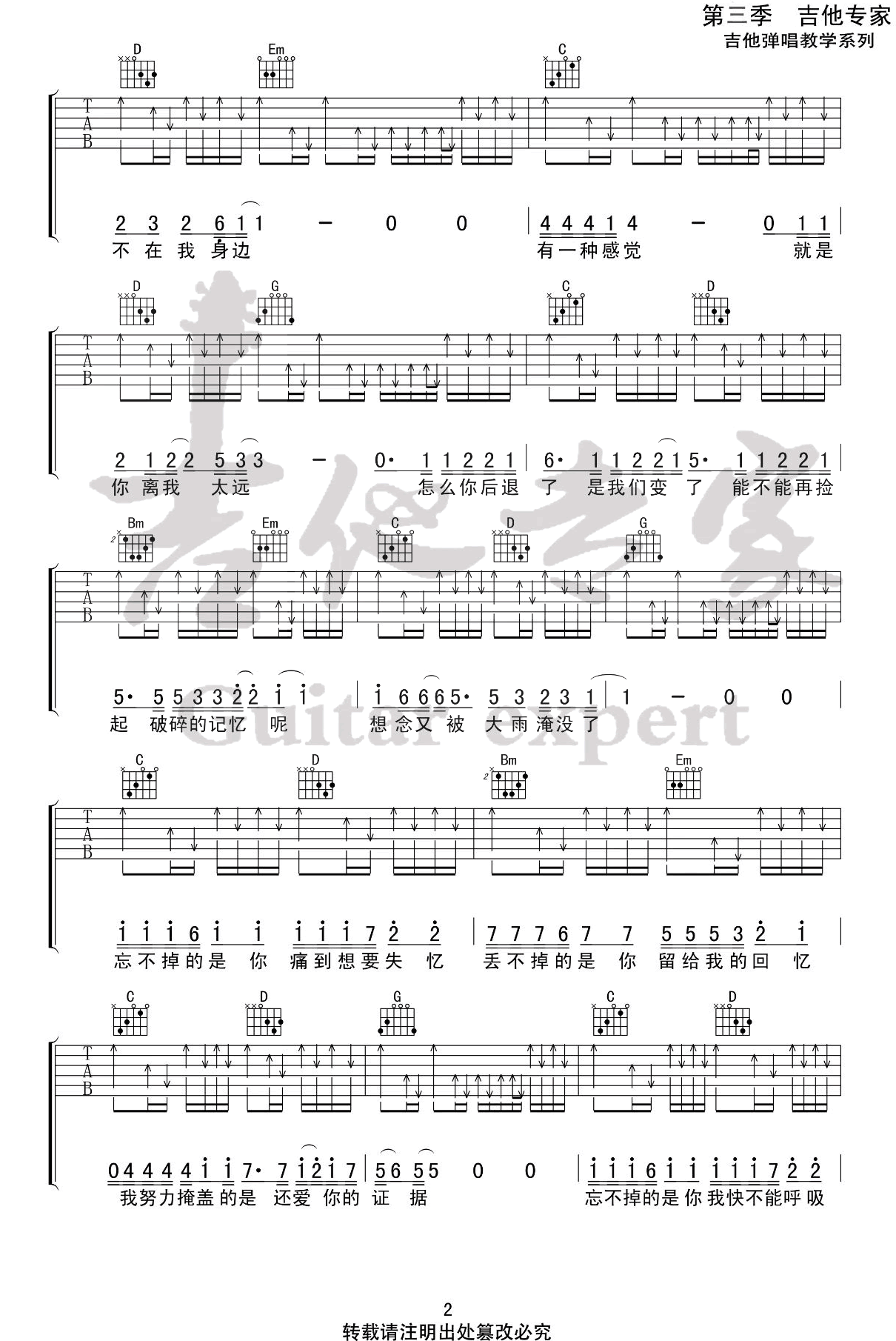 忘不了的是你吉他谱_刘大壮_G调双音指法-图片1