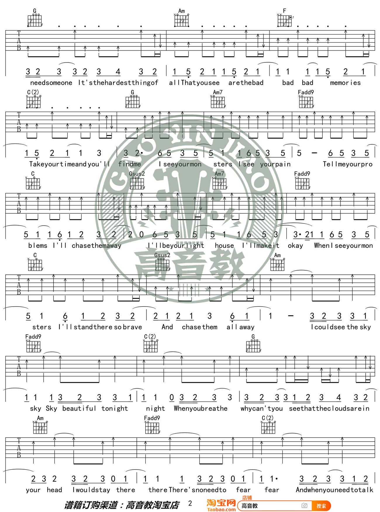 Monsters吉他谱_Katie Sky_C调和弦版