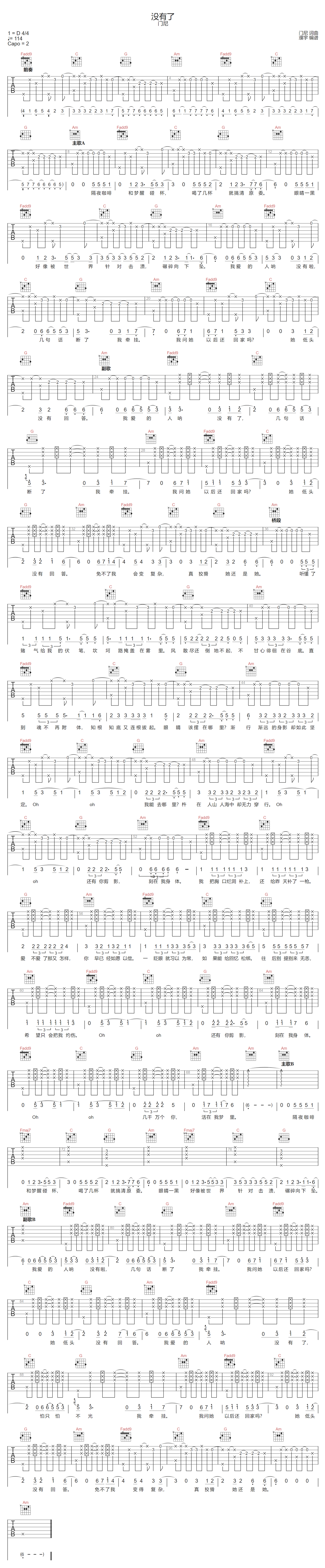 没有了吉他谱-门尼