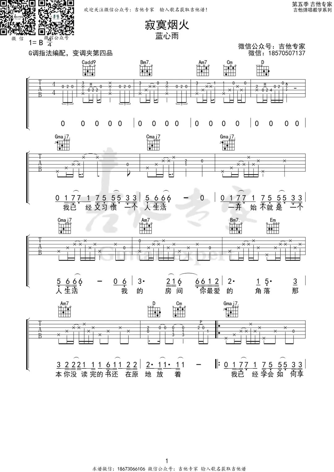 寂寞烟火吉他谱1-蓝心羽