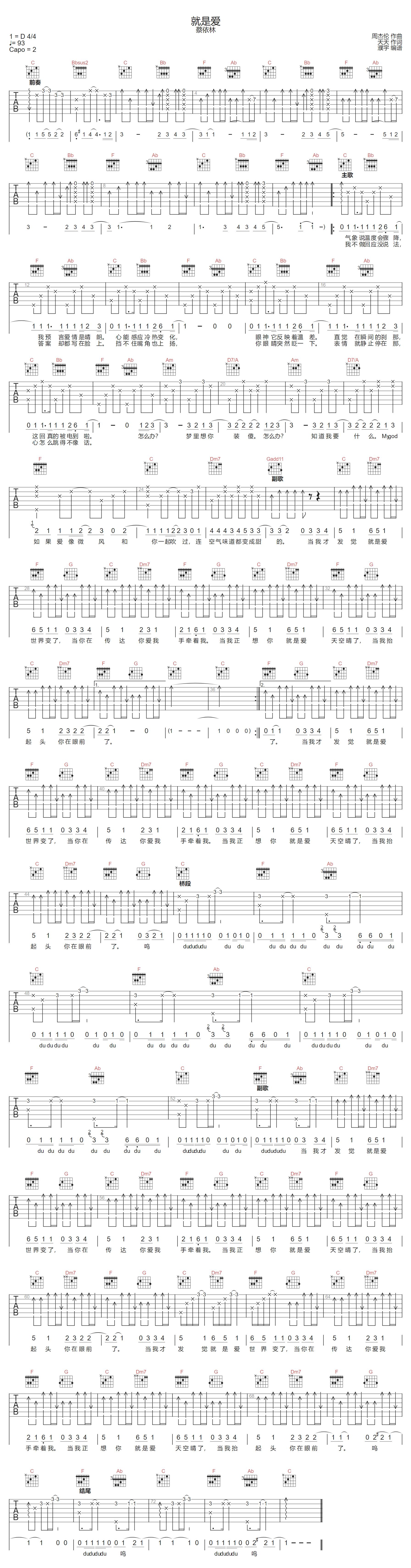 就是爱吉他谱-蔡依林