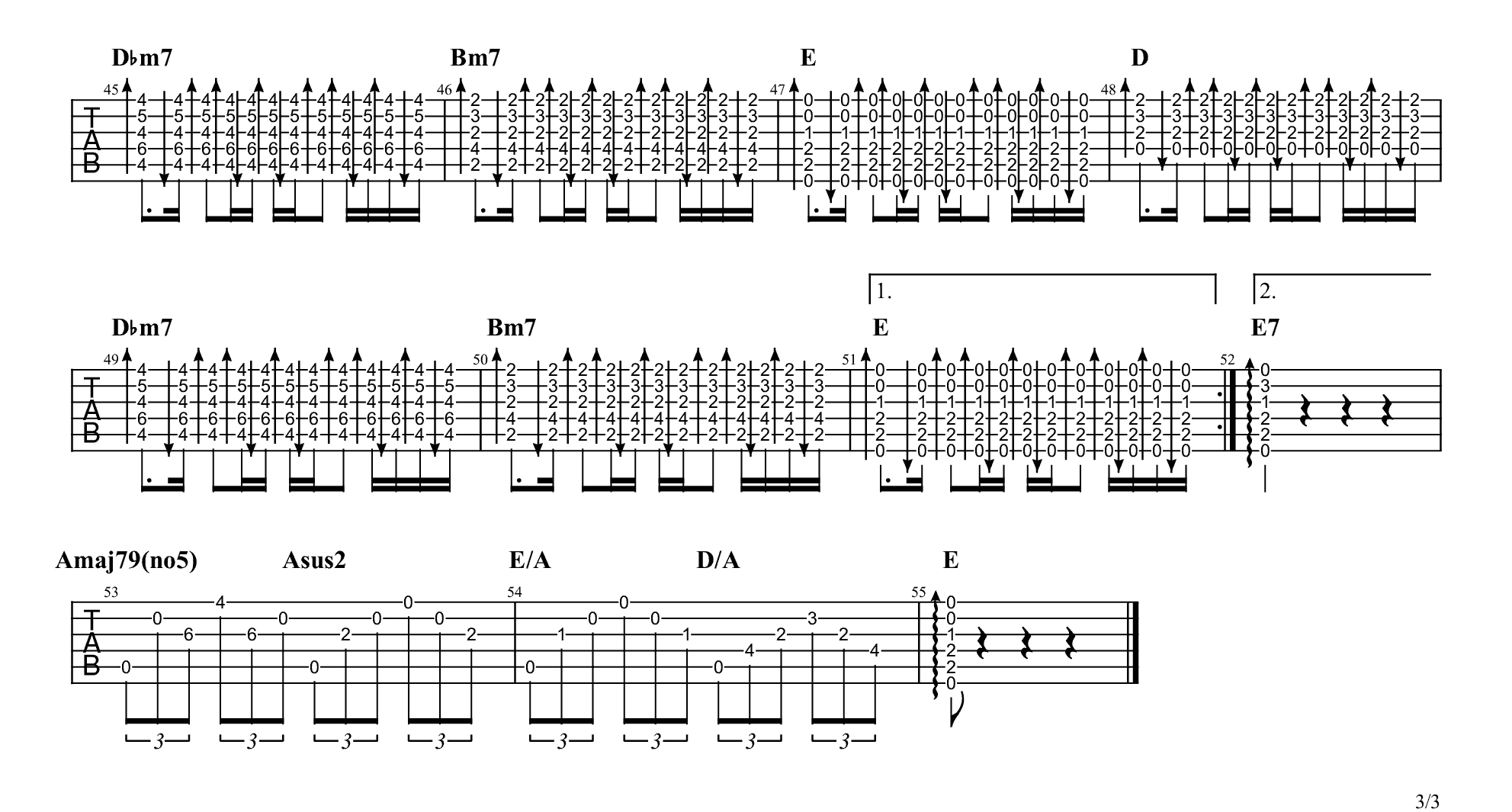 提起笔想写下一些你的片段吉他谱_郭旭_A调调弦版