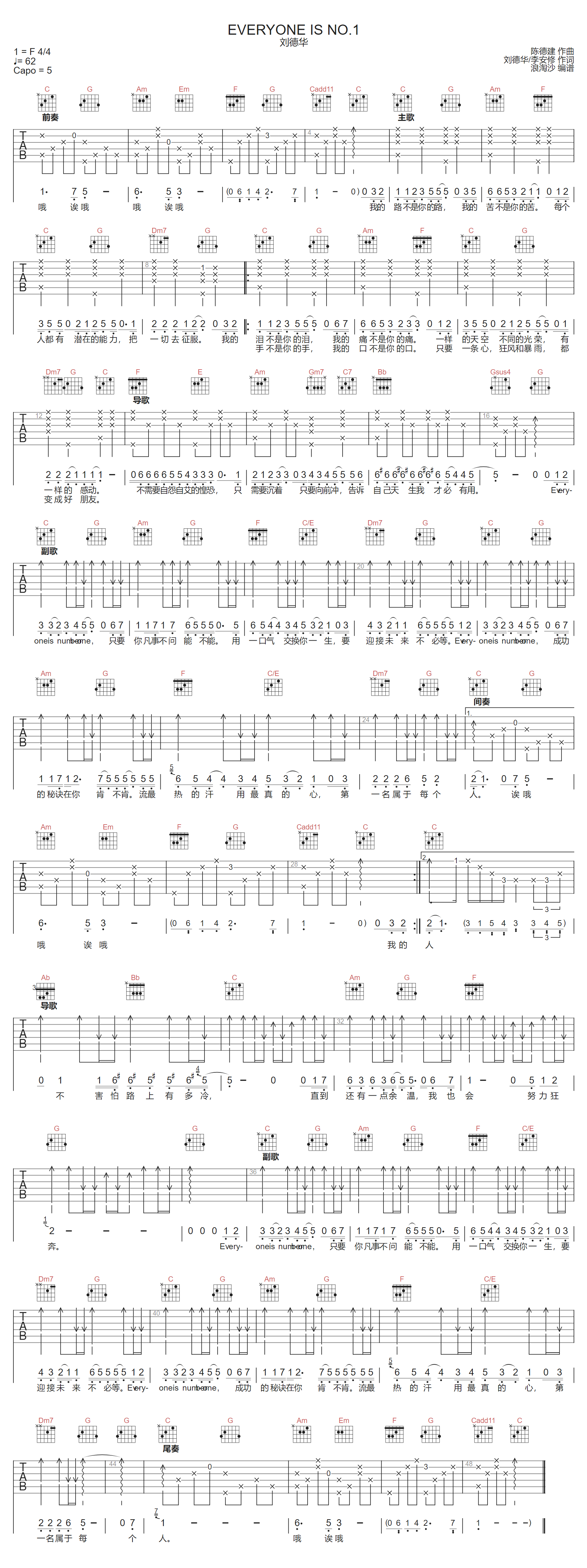 Everyone-Is-No.1吉他谱-刘德华