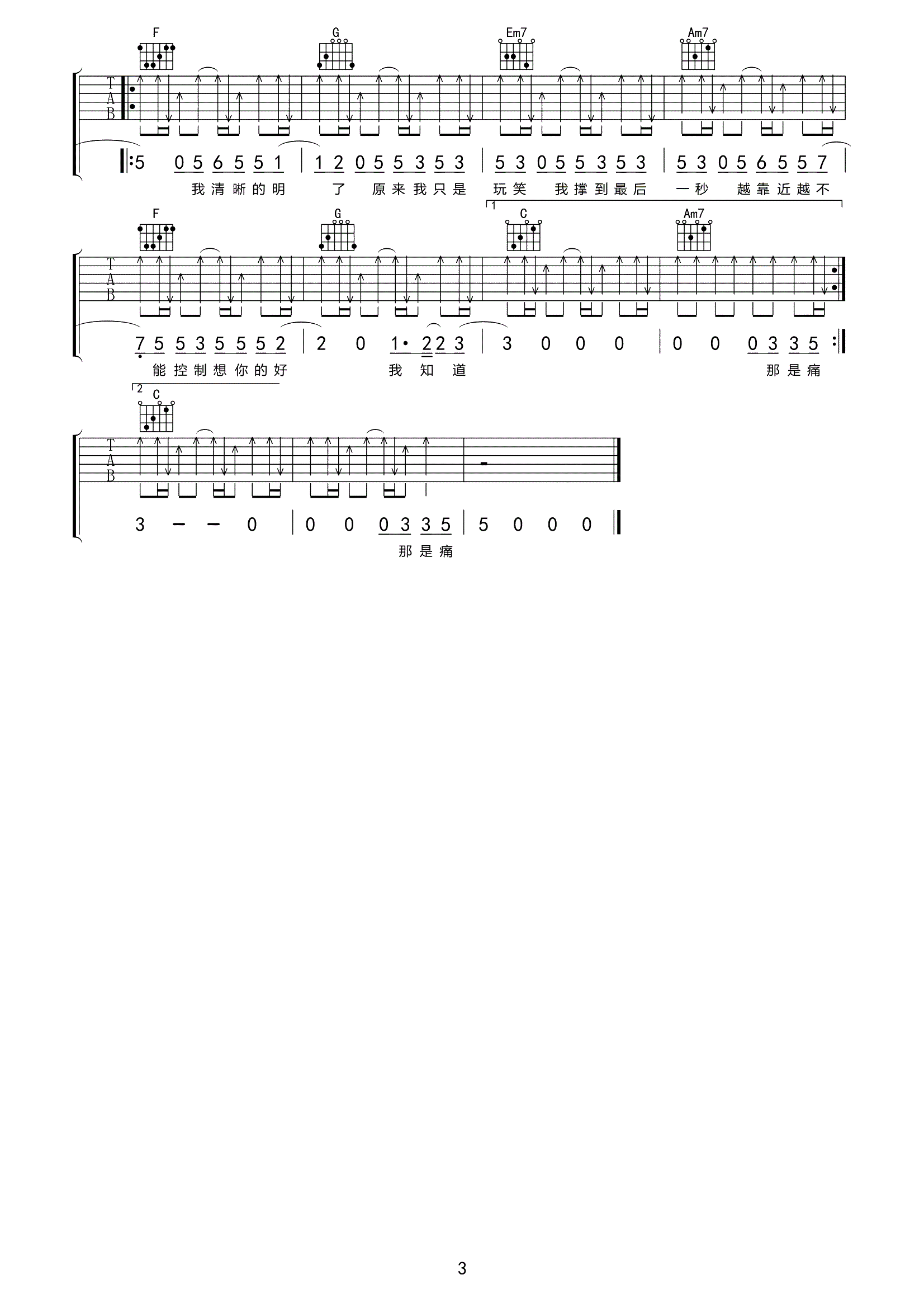 别再靠近我了吉他谱3-陈雪凝