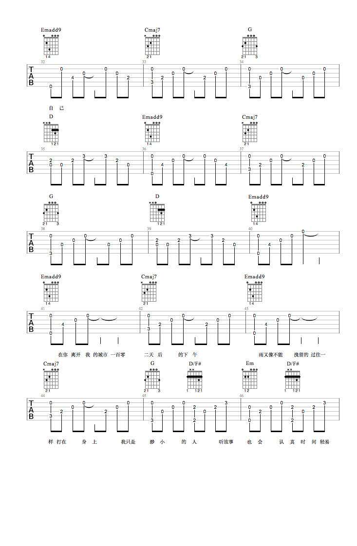 小雨日记吉他谱3-崔跃文