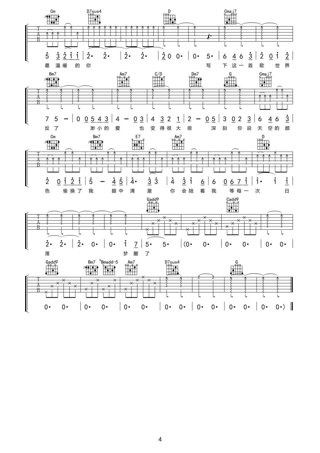 颠倒吉他谱_房东的猫_G调调弦版