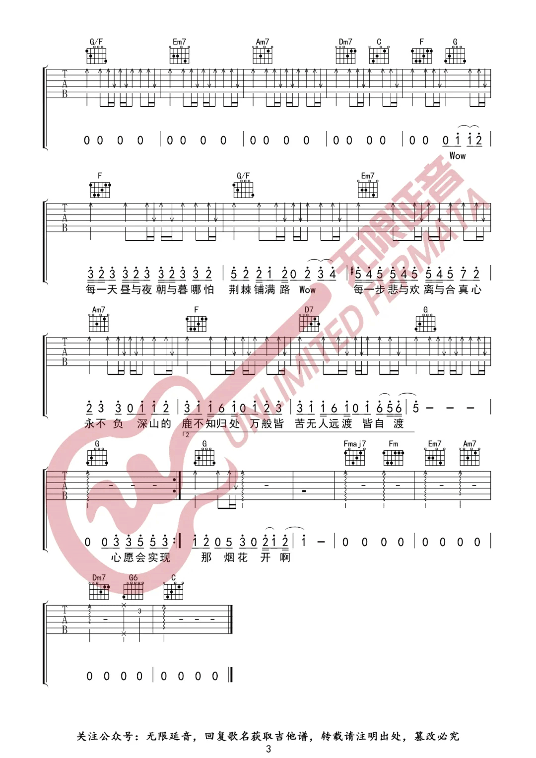 会吗吉他谱_王靖雯不胖_C调调弦版