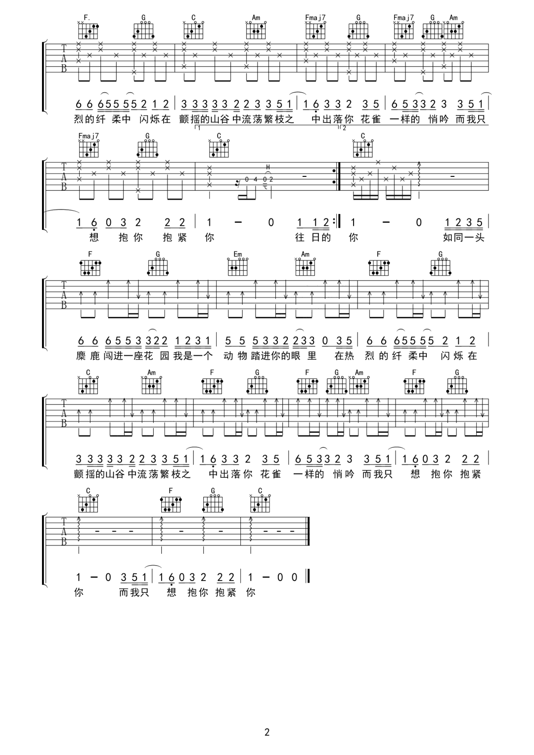 繁华之处吉他谱_栗先达_C调和弦版