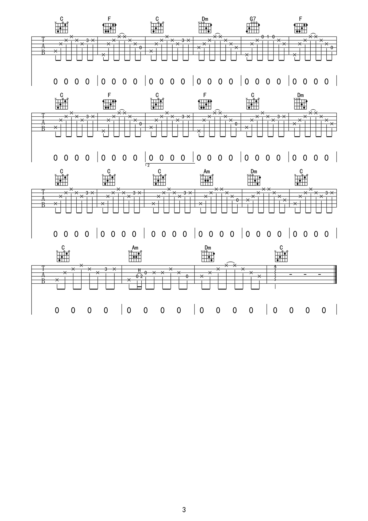民谣在路上吉他谱3-前冲乐队