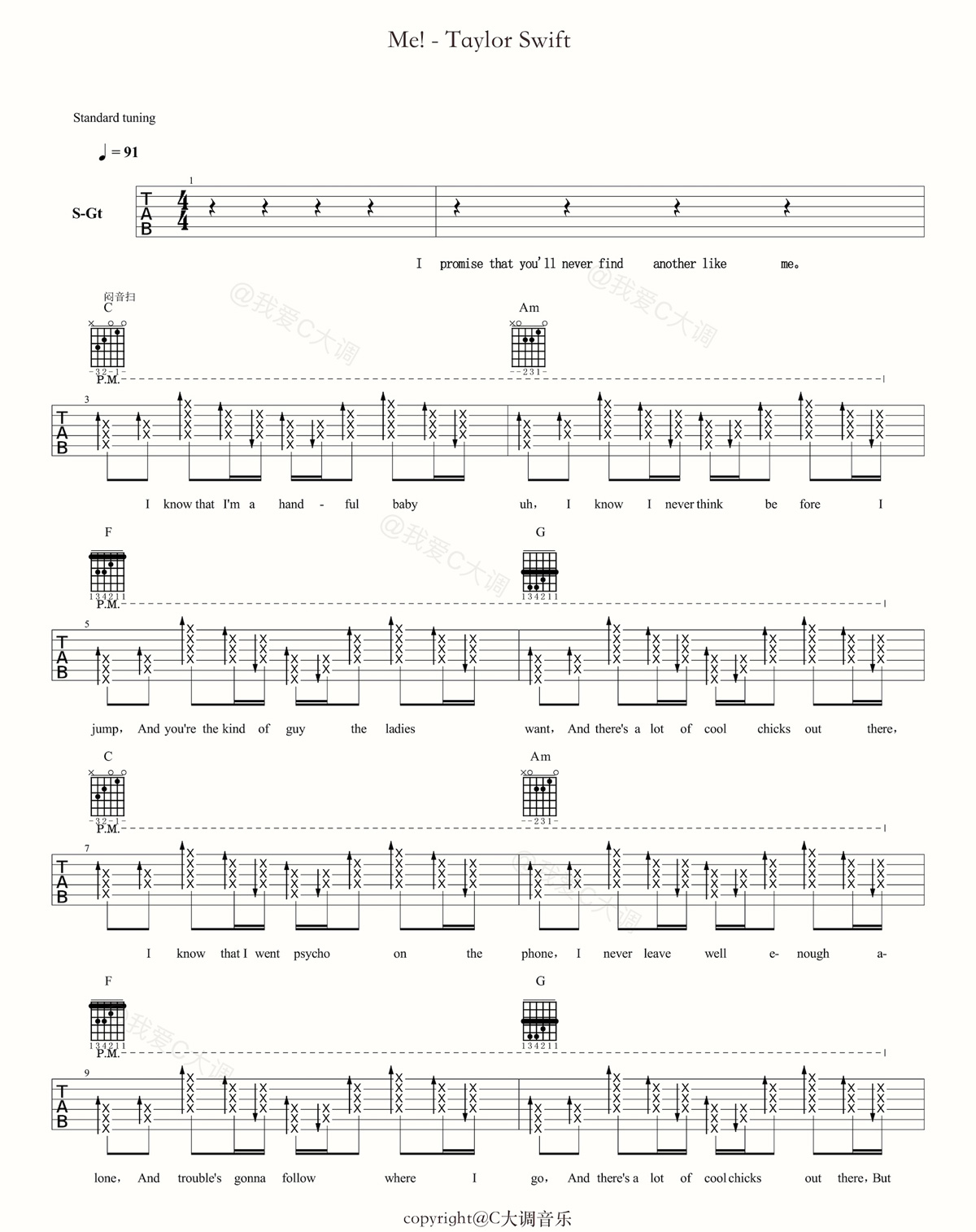 Me吉他谱1-Taylor-Swift