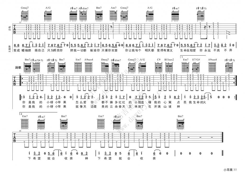 小苹果吉他谱2-筷子兄弟