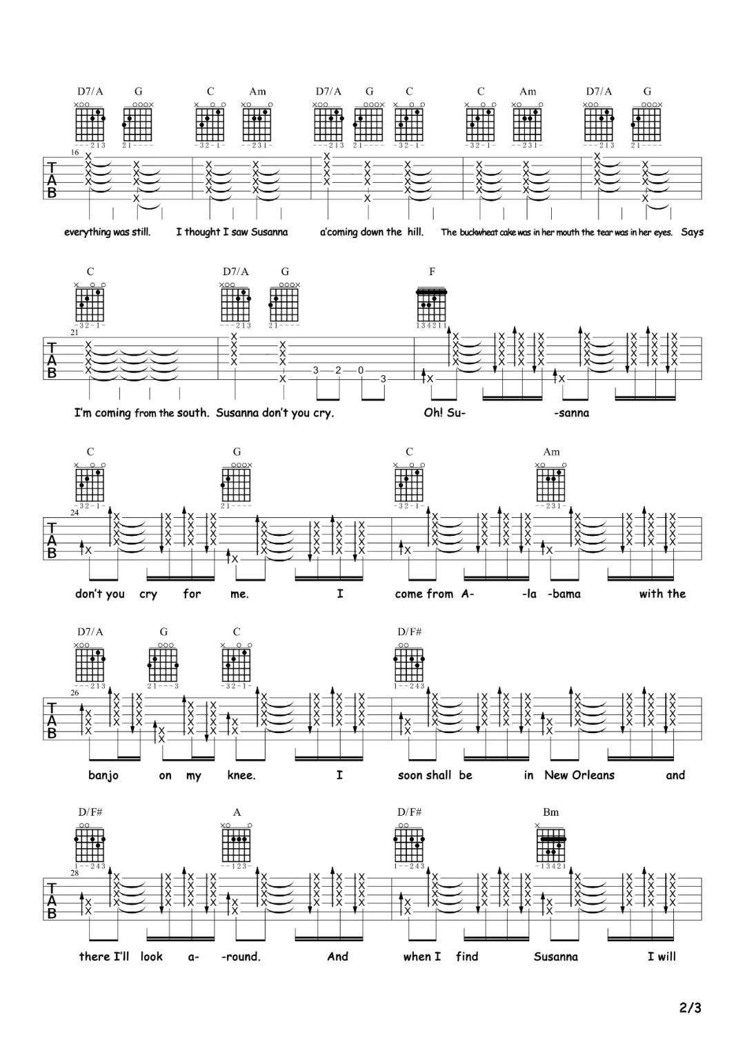 哦苏珊娜吉他谱2