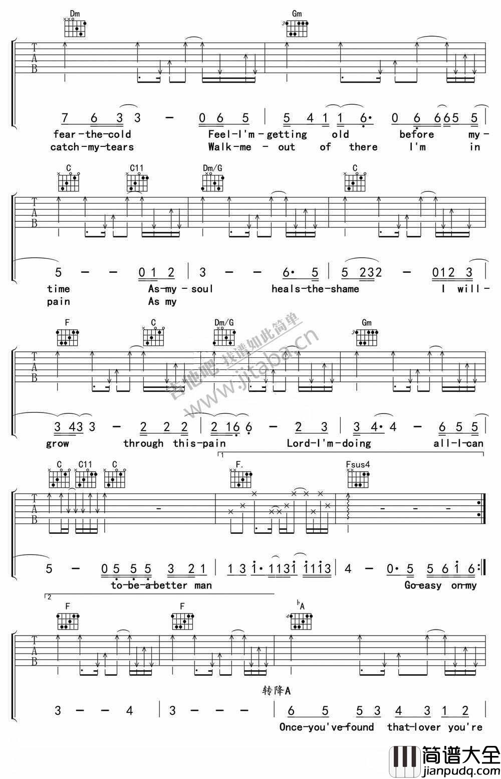 Better_Man吉他谱_Robbie_Williams_英文歌曲吉他谱