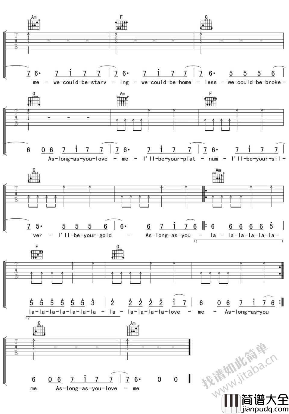 As_long_as_you_love_me吉他谱_Justin_Bieber_