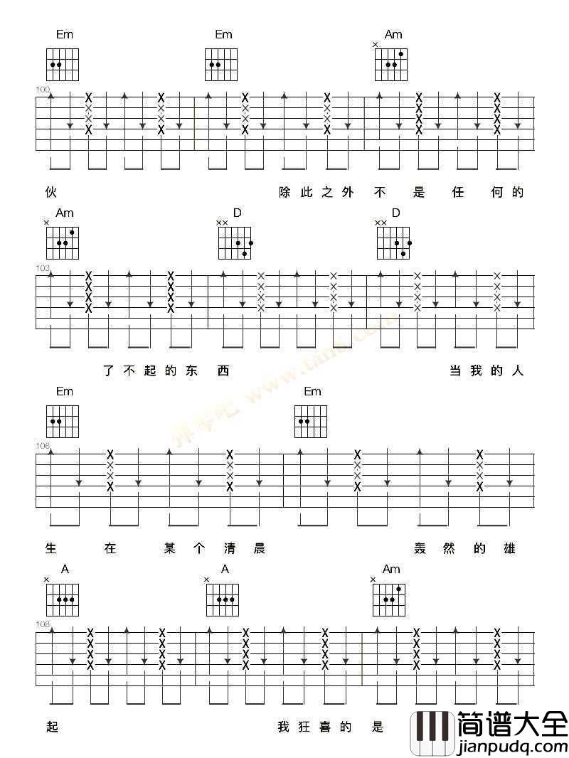 你走你的路吉他谱_汪峰_完整版