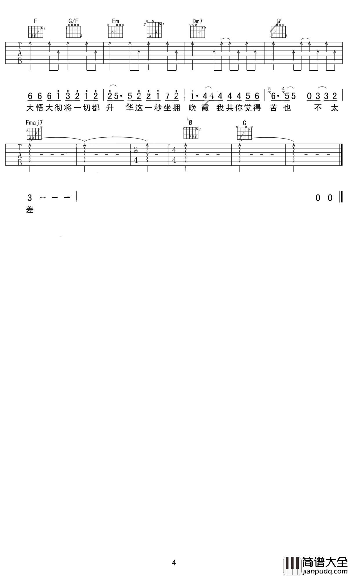 苦瓜吉他谱_陈奕迅_人生没有苦涩可以吗