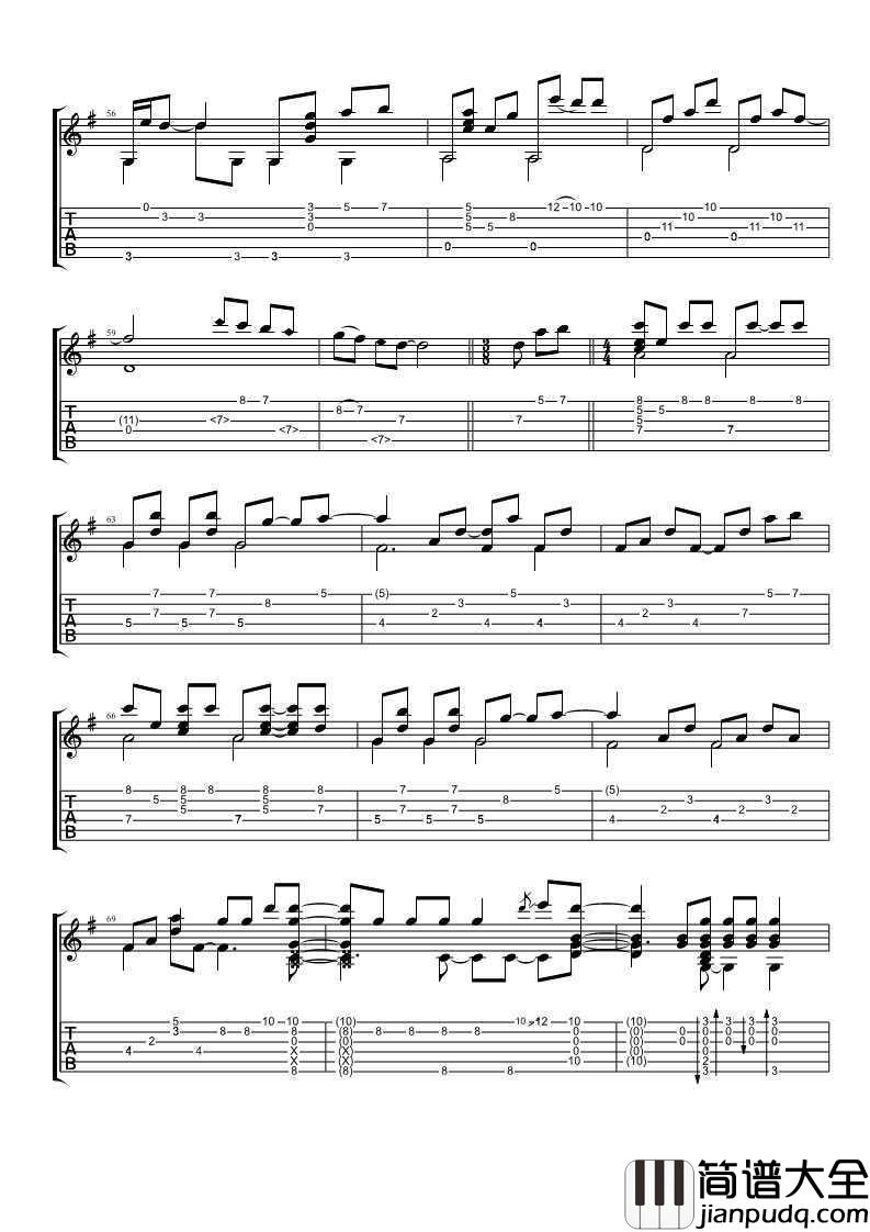 我不会喜欢你吉他谱(独奏六线谱)_陈柏霖_卢家宏指弹版