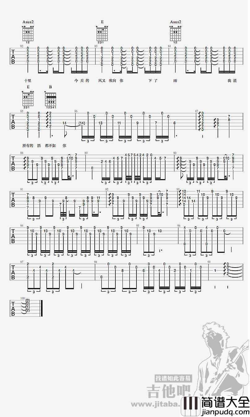 春风十里吉他谱_鹿先森乐队_春风十里六线谱(完整版）