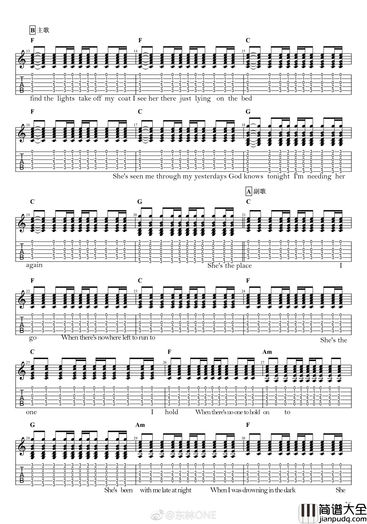 Scars_On_This_Guitar吉他谱_Bon_Jovi_高清图片谱