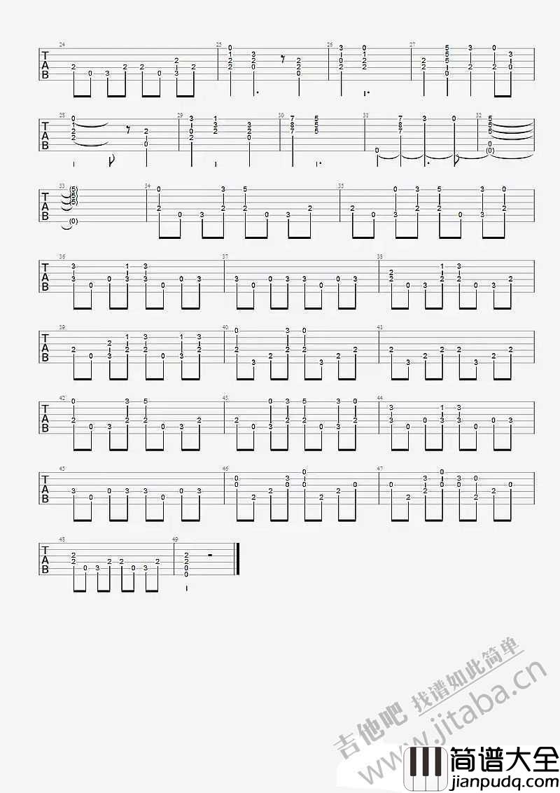 世间始终你好吉他谱指弹版_电影_美人鱼_主题曲