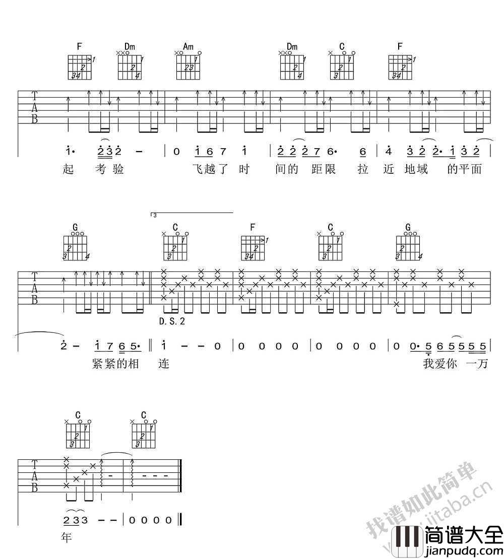 爱你一万年吉他谱_刘德华_C调弹唱谱(高清版)