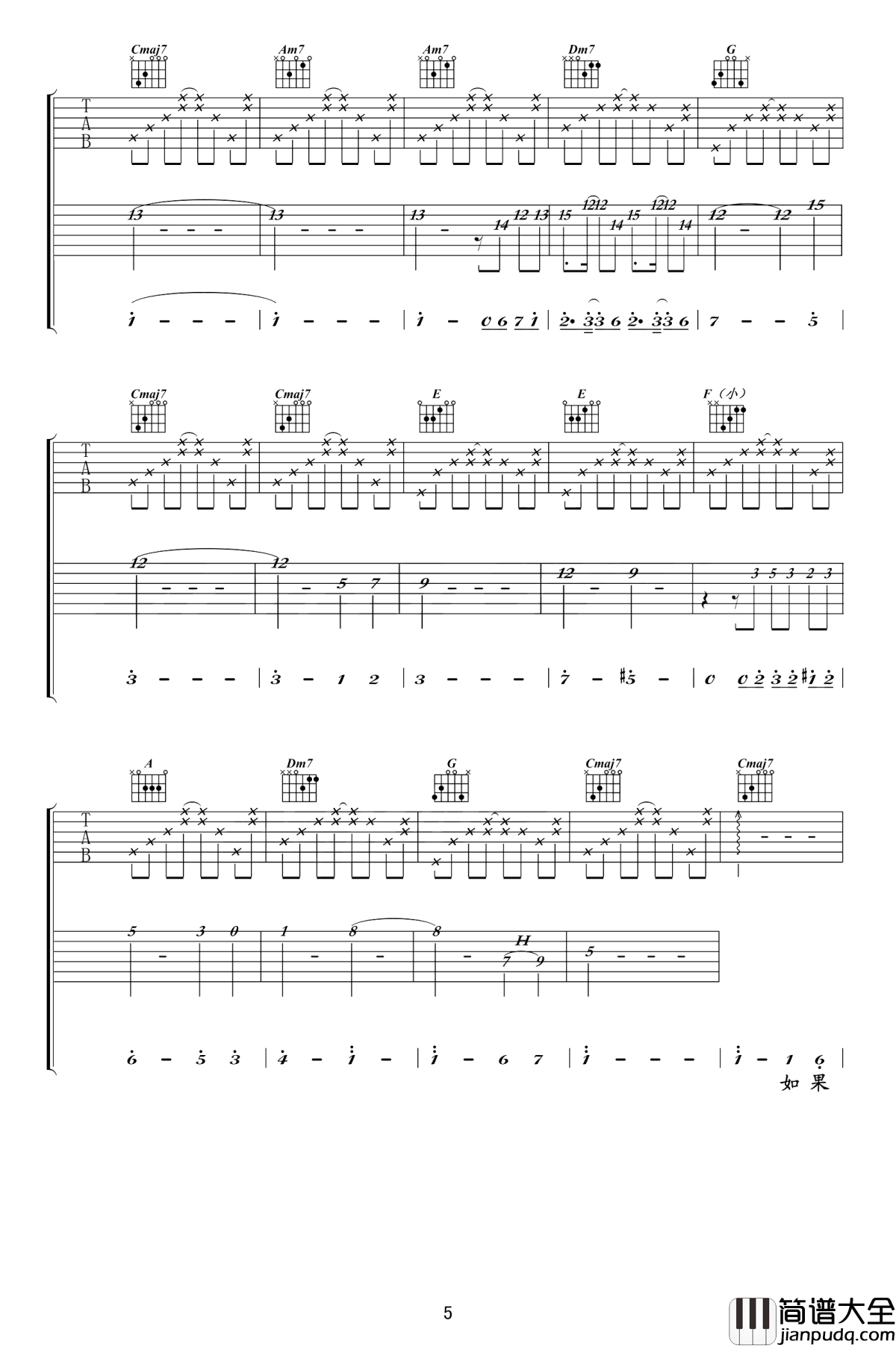 无问吉他谱_毛不易_爱你所爱,行你所行,听从你心,无问西东