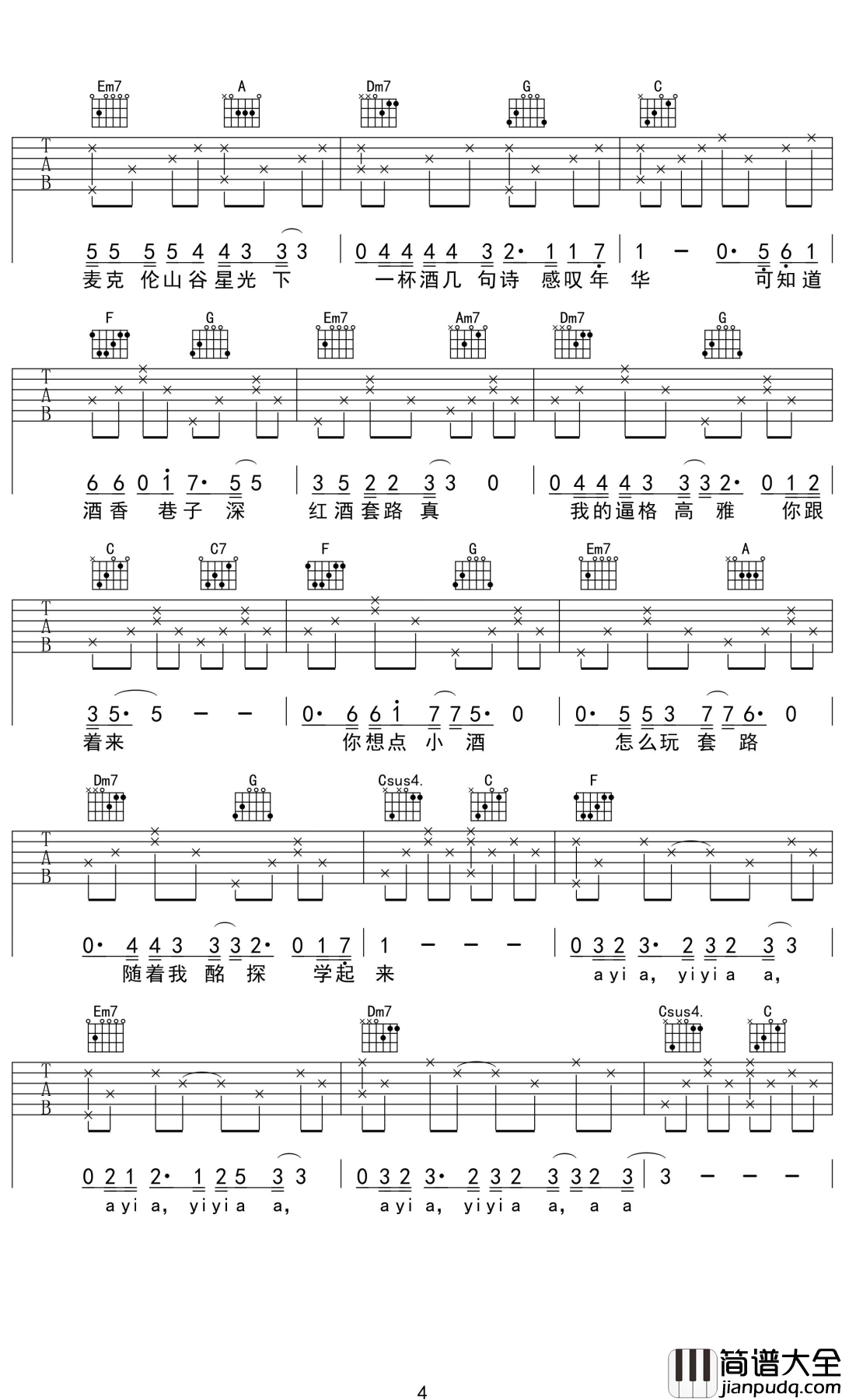 女王叹吉他谱_陶辰宇_女王周末一定要嗨