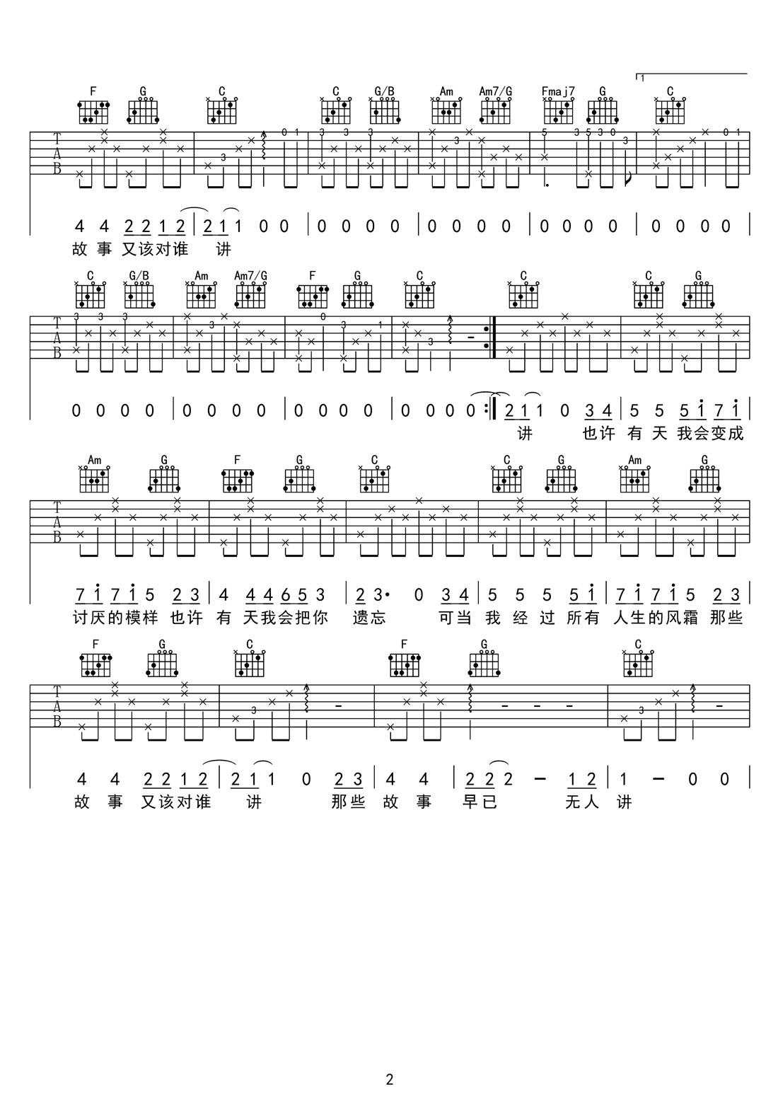 窗外小雨吉他谱2-四熹丸子