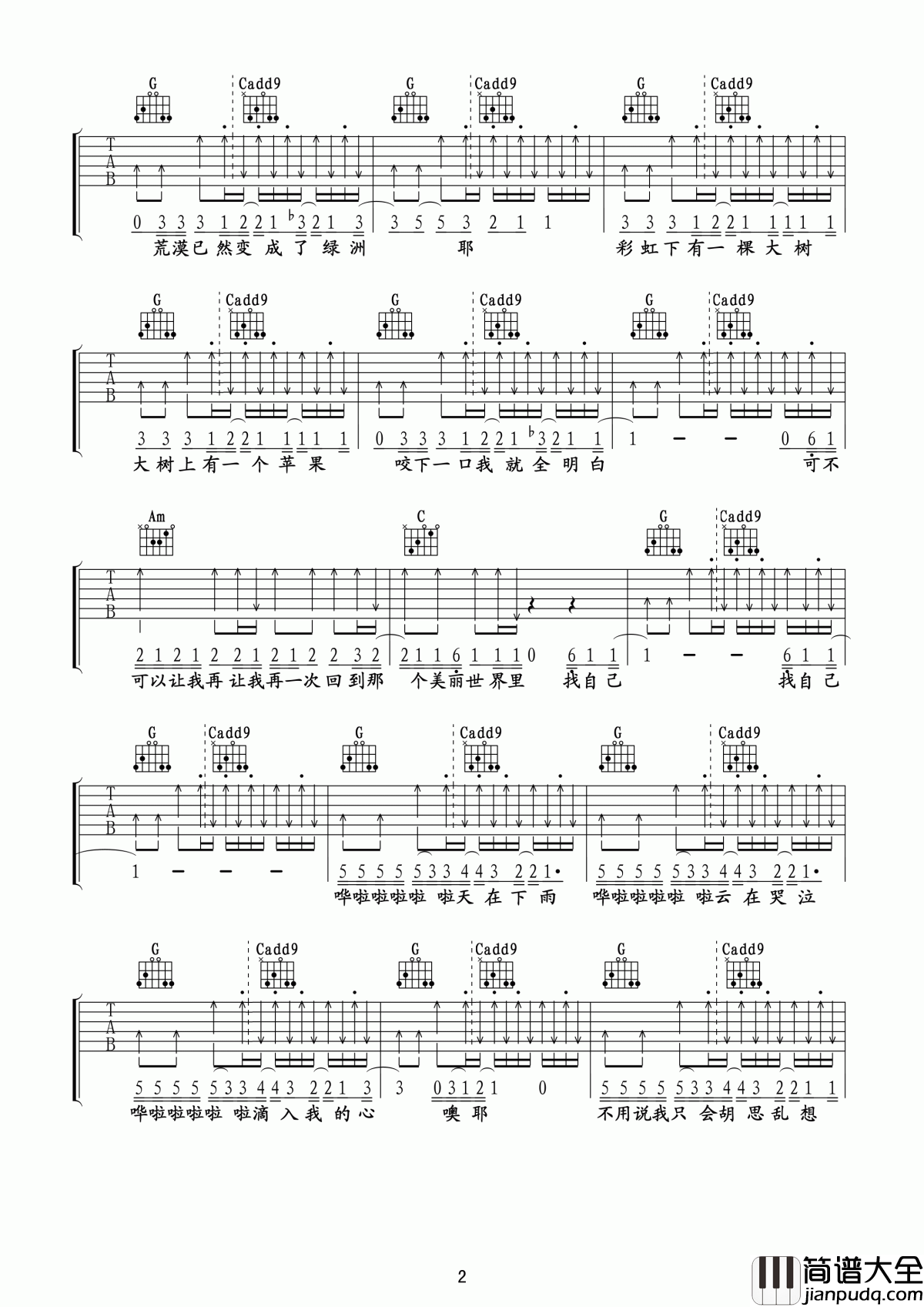 找自己吉他谱_陶喆_人生的路途中步履不停,努力去找回曾经的自己