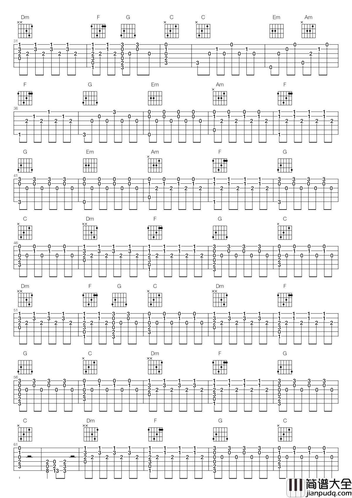 你快回来吉他谱_孙楠_没有你，世界寸步难行