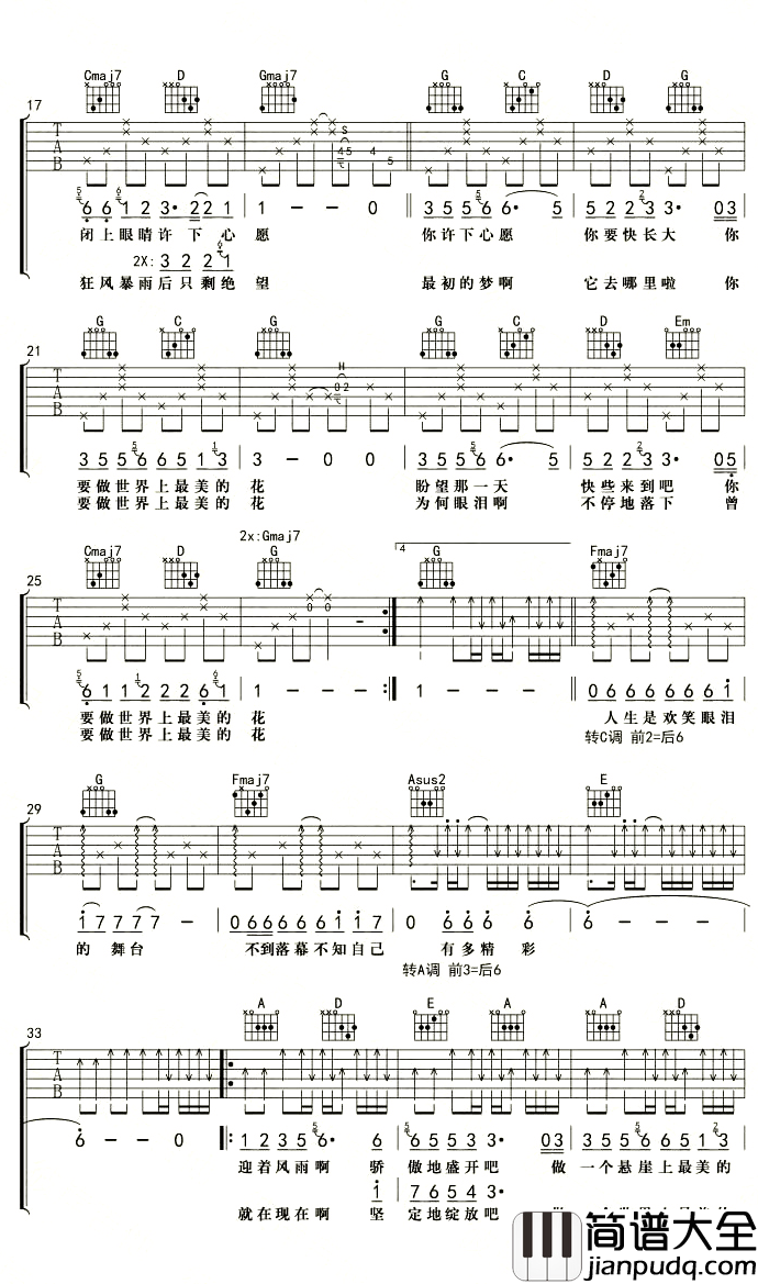 世界上最美的花吉他谱_水木年华_让你感受到无比伟大的亲情力量