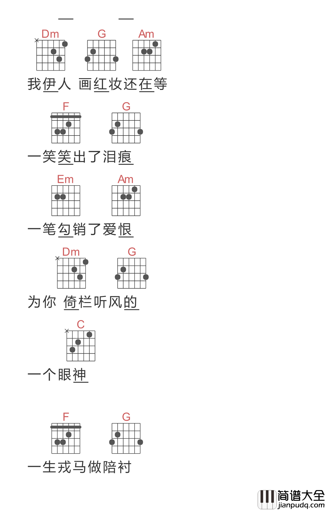 倚栏听风吉他谱_郑国锋_倚楼听风雨，风雨可知愿