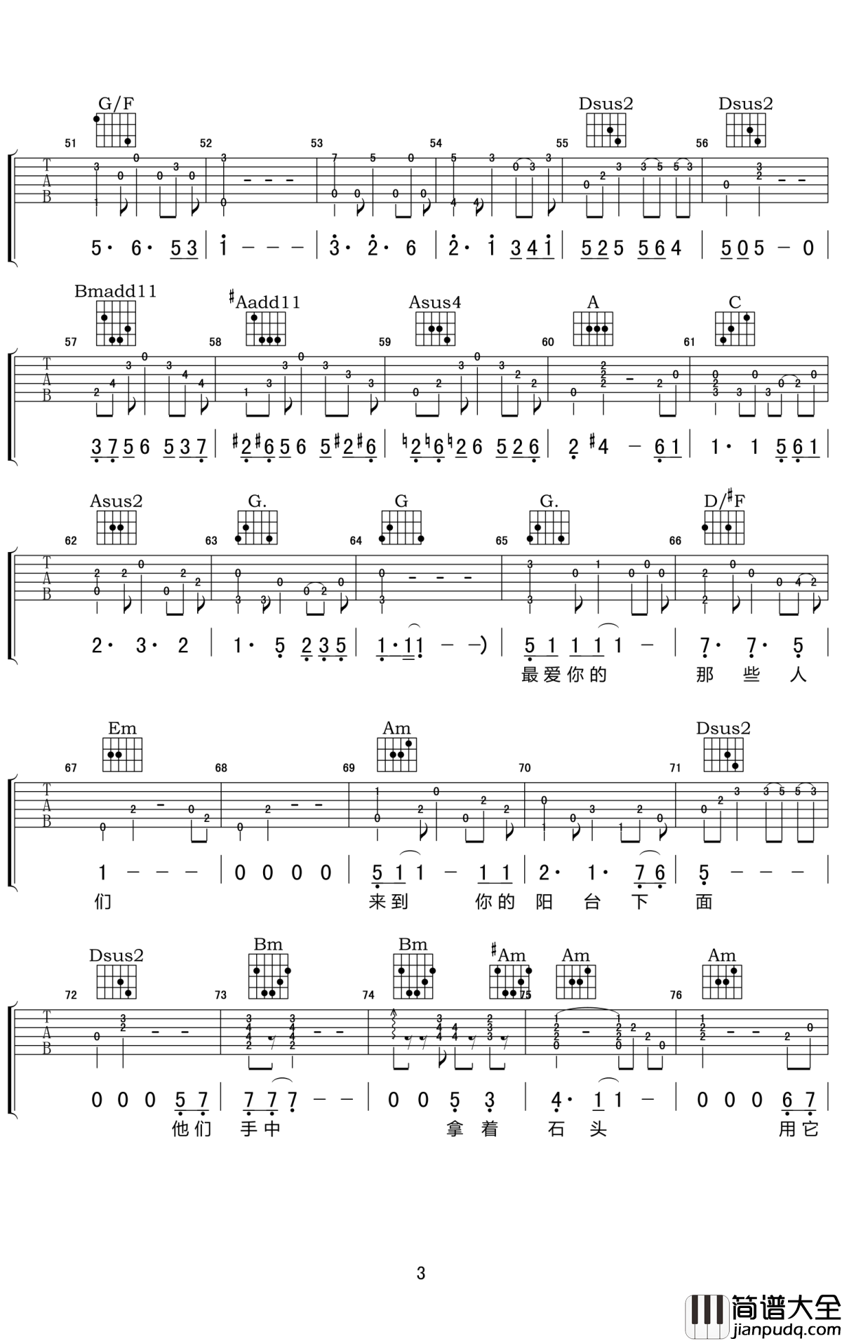 白银饭店吉他谱_张玮玮_图片谱完整版