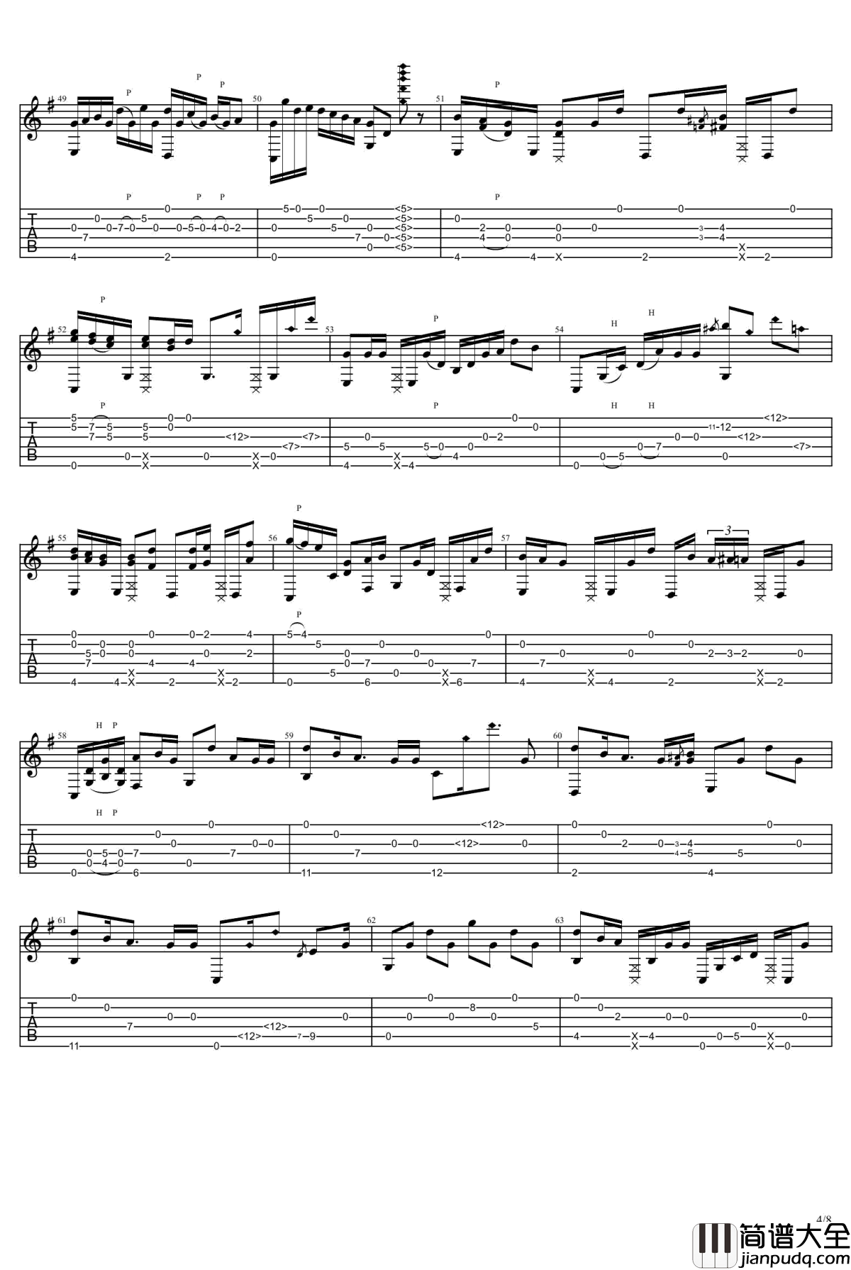 没什么大不了指弹谱_吉他独奏谱_你的名字片尾曲