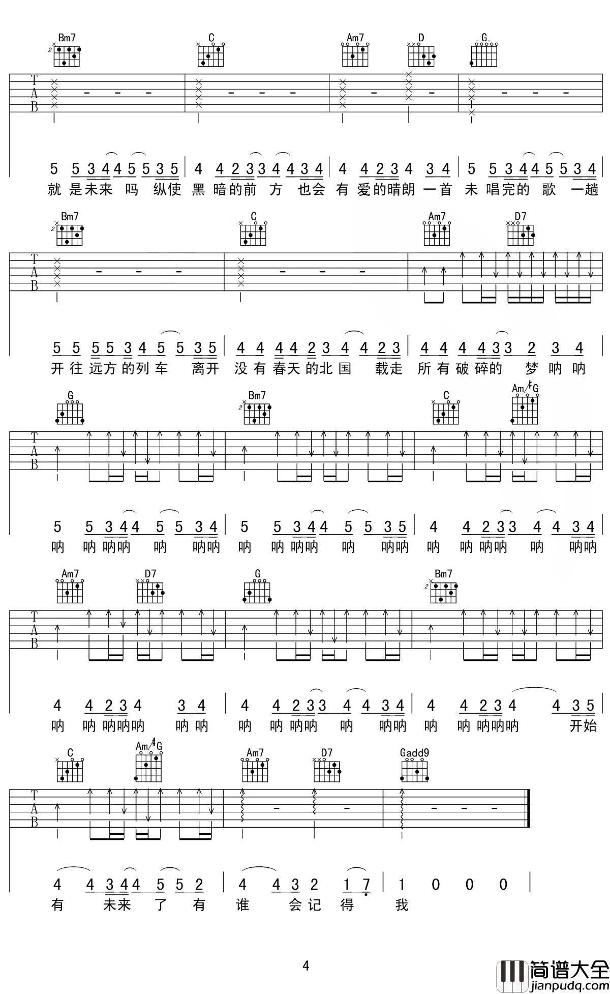 于是我不再唱歌吉他谱_旅行团_但不要忘记原来的我