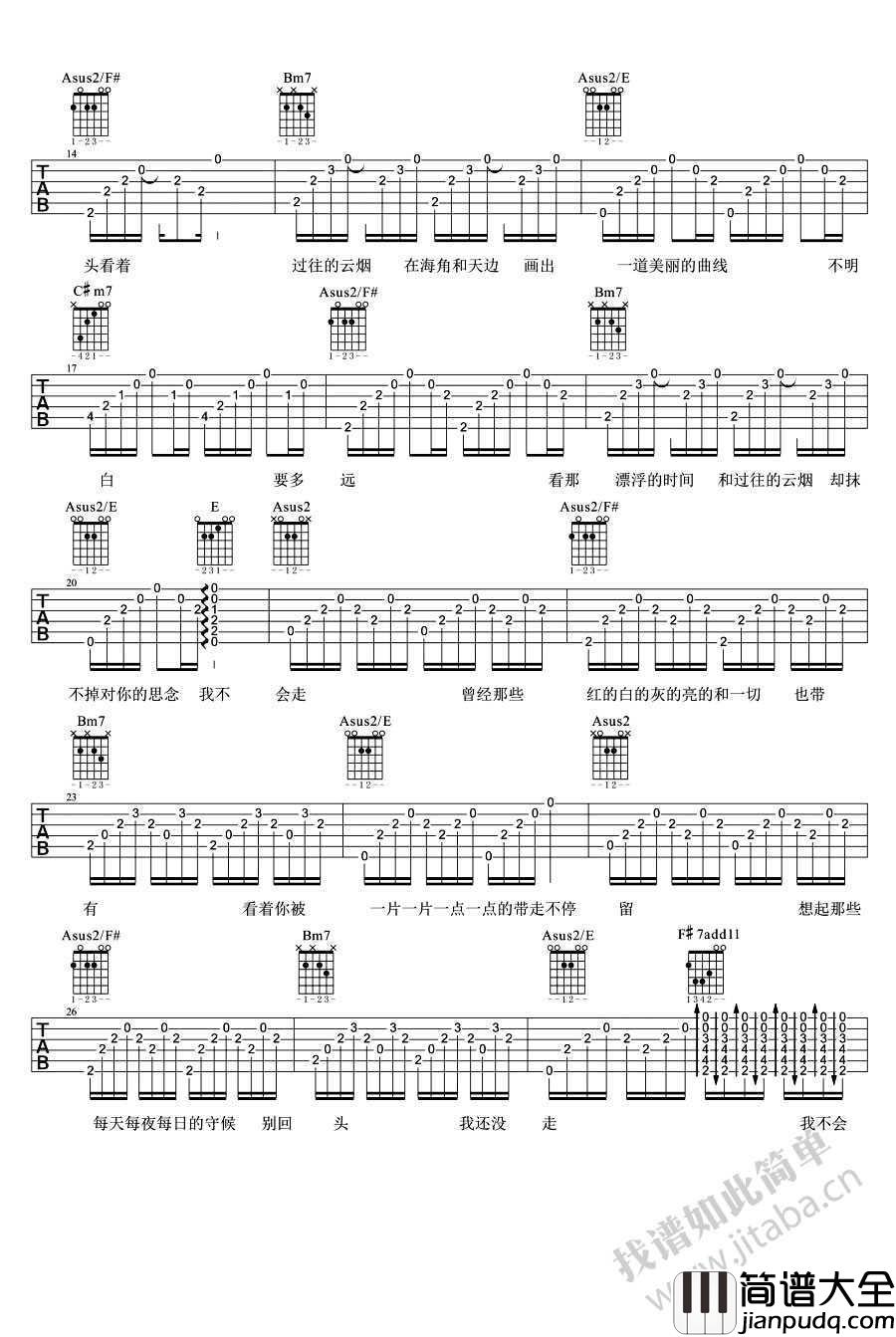 夏洛特烦恼吉他谱_金志文_六线谱原版(图片谱)