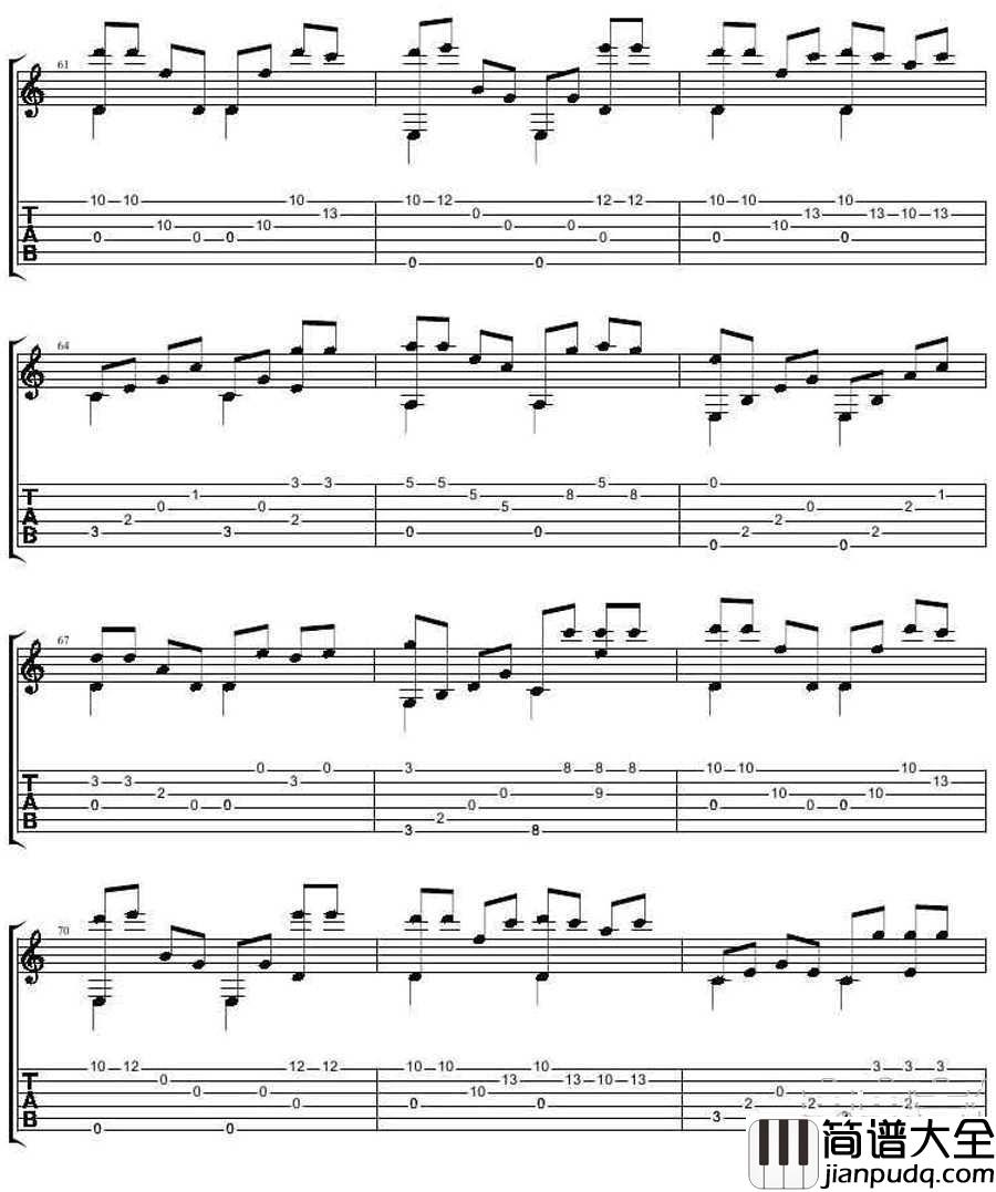 把悲伤留给自己指弹吉他谱_陈升_吉他独奏曲谱