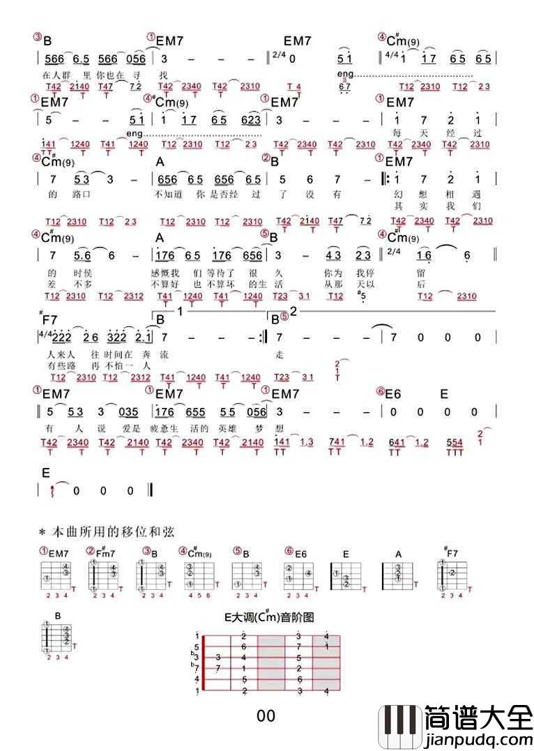 等我遇见你吉他谱_李健_北京遇上西雅图2主题曲