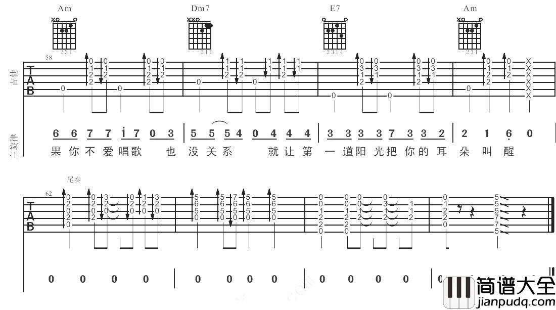 把耳朵叫醒吉他谱_金海心_因为耳朵会为你捕捉生活中每个美好的瞬间