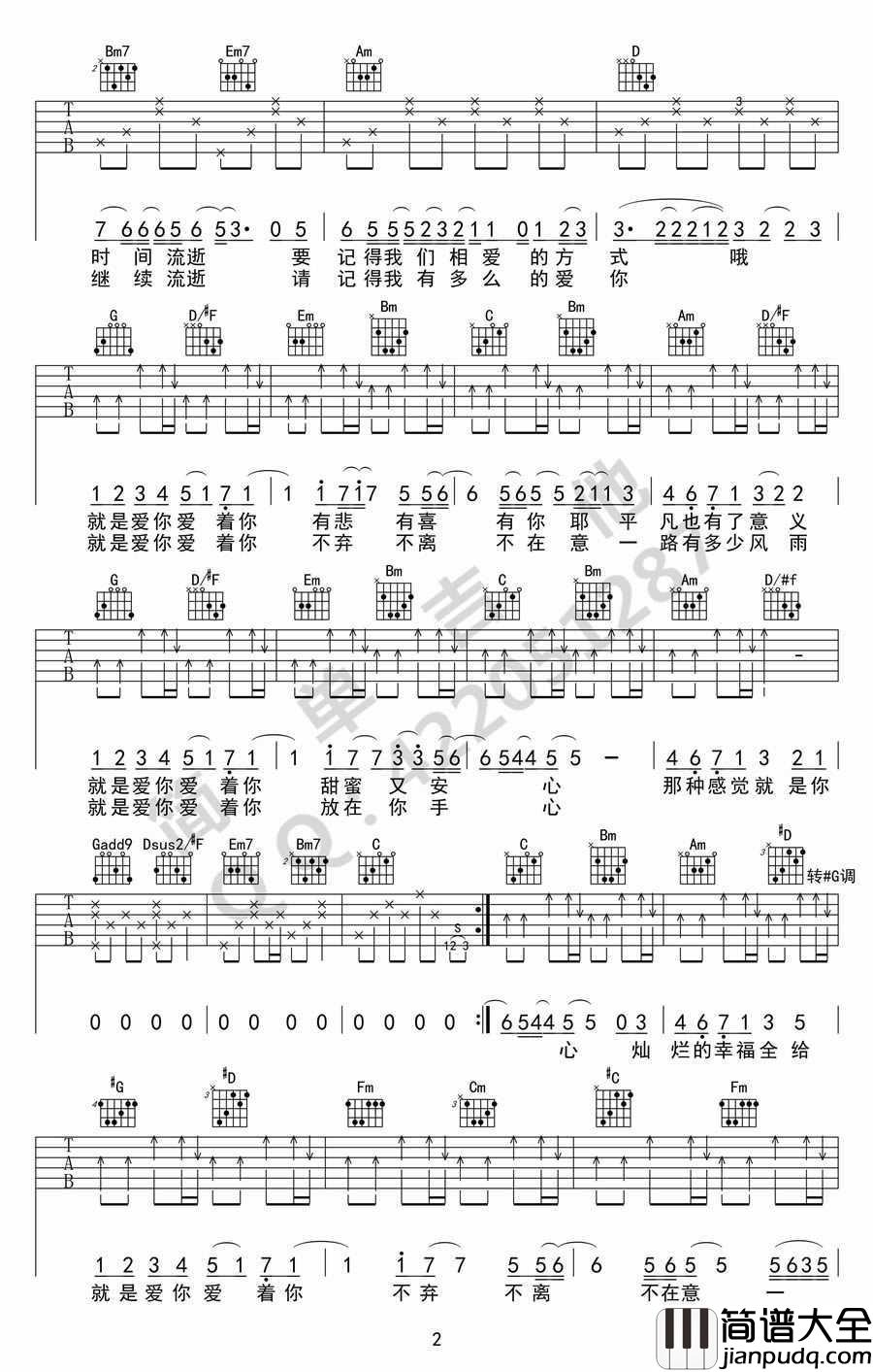 就是爱你吉他谱_G调_陶喆_完美编配