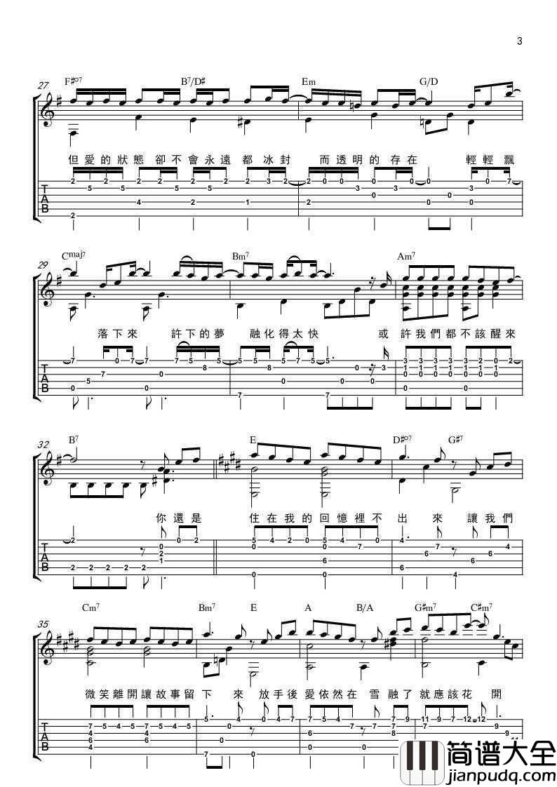 不该吉他谱_周杰伦_弹唱