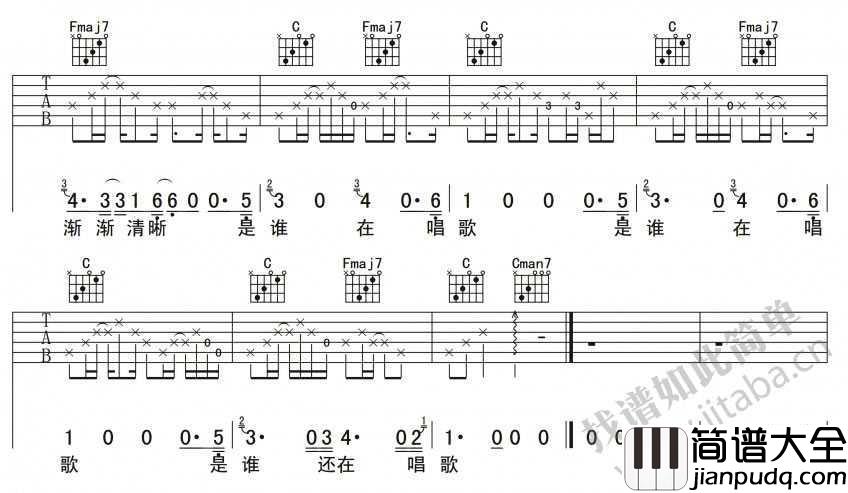 红色气球吉他谱_C调指法六线谱_李志_红色气球六线谱(图片)