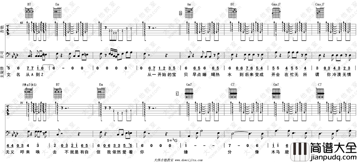再见前任吉他谱_冯提莫_前任3_宣传曲_吉他弹唱视频
