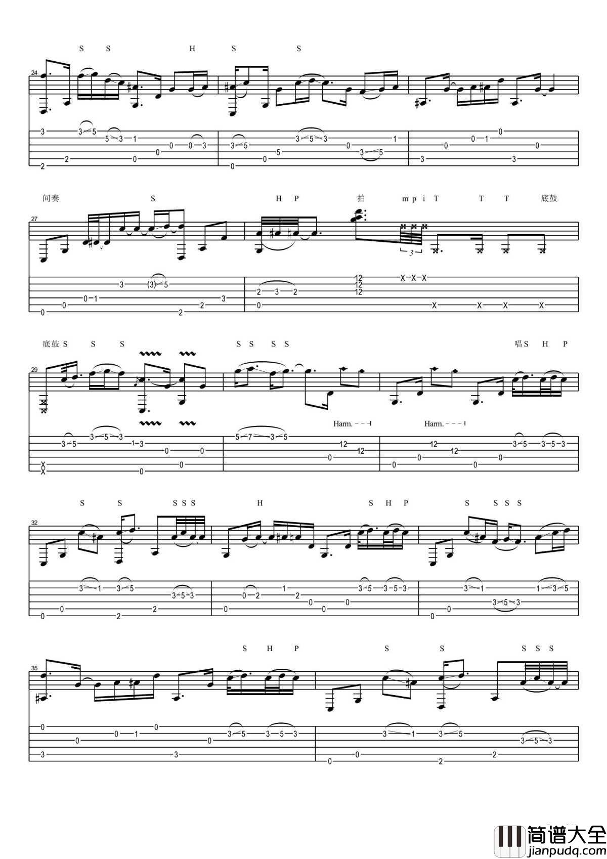 乌兰巴托的夜指弹谱_十九画生_蒋敦豪版本_吉他演奏视频