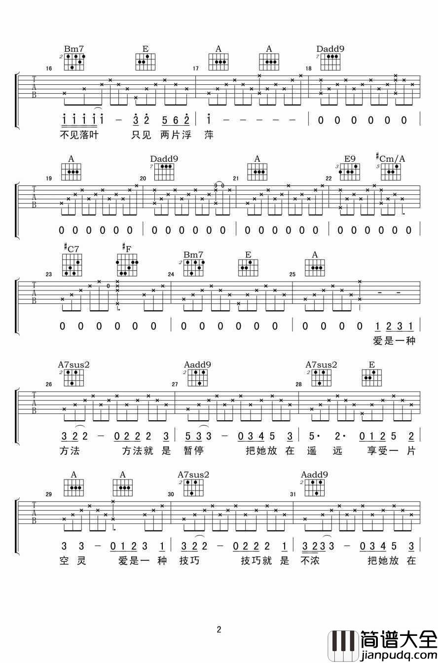 把她放在遥远吉他谱_纣王老胡_图片高清版