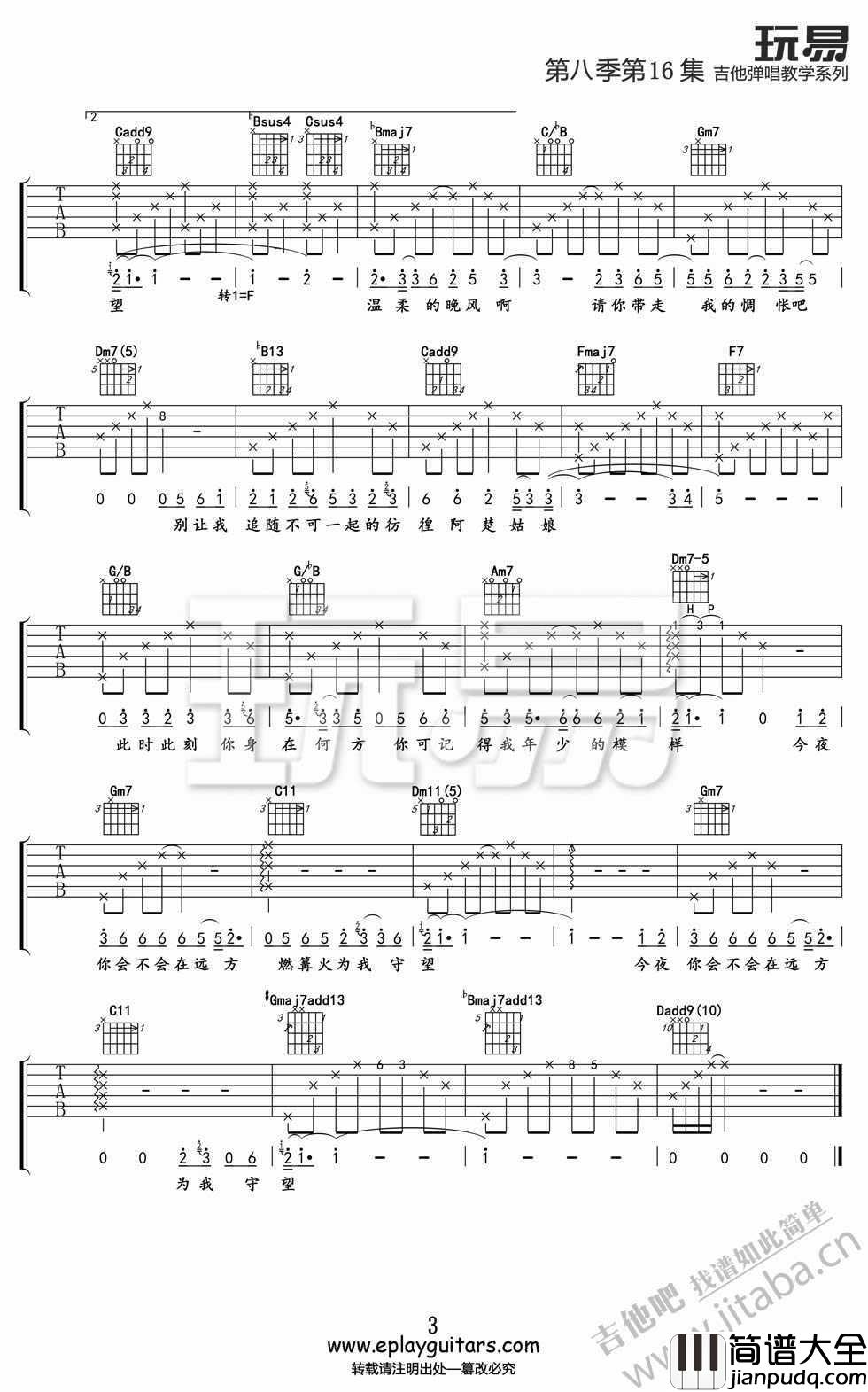 阿楚姑娘吉他谱_袁维娅_中国之星歌曲吉他谱